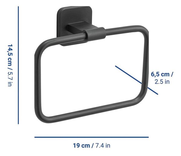 Suport pentru prosoape negru mat autoadeziv cu Turbo-Loc din oțel inoxidabil Porto – Wenko