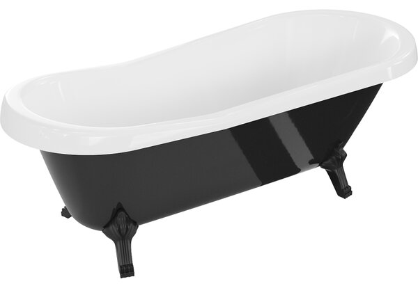 Mexen Retro, cada de sine stătătoare 170 x 75 cm, alb-negru, picioare negre, 53251707575-70
