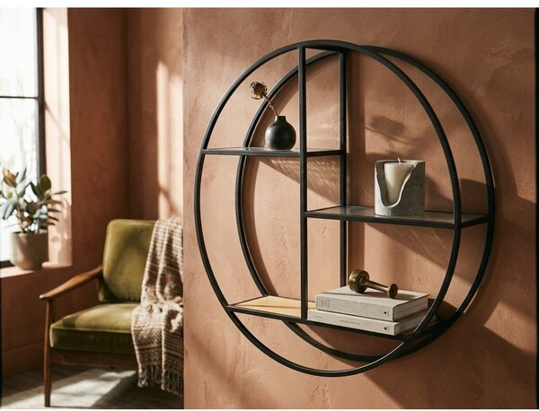Raft negru/în culoare naturală etajat din metal 61 cm Mataram – Premier Housewares