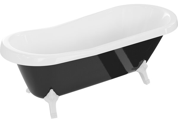 Mexen Retro, cadă de sine stătătoare 170 x 75 cm, alb-negru, picioare albe, 53251707575-20