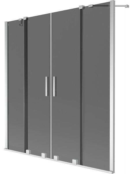 Mexen Velar Duo, paravan de baie glisant cu 2 aripi 140 x 150 cm, sticlă gri 8 mm, profil cromat, 896-140-000-42-01