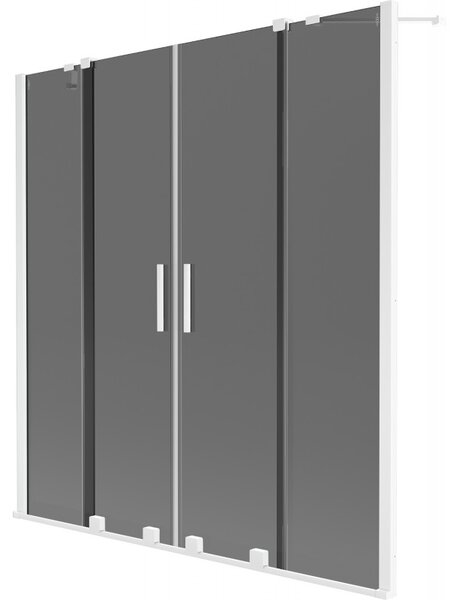 Mexen Velar Duo, paravan de baie glisant cu 2 aripi 140 x 150 cm, sticlă gri 8 mm, profil alb, 896-140-000-42-20