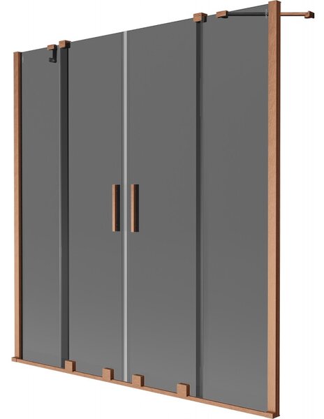Mexen Velar Duo, paravan de baie glisant cu 2 aripi 140 x 150 cm, sticlă gri 8 mm, cupru mat, 896-140-000-42-65