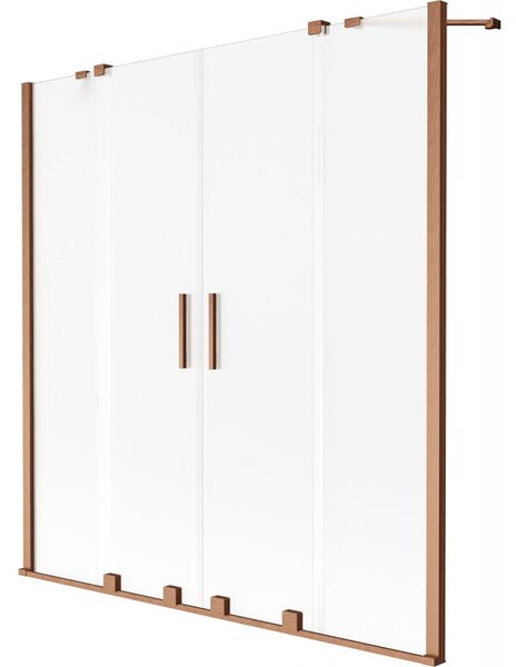 Mexen Velar Duo, paravan de baie glisant cu 2 aripi 150 x 150 cm, sticlă mată 8 mm, cupru mat, 896-150-000-32-65