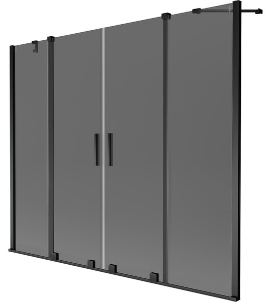 Mexen Velar Duo, paravan de baie glisant cu 2 aripi 170 x 150 cm, sticlă gri 8 mm, negru mat, 896-170-000-42-70