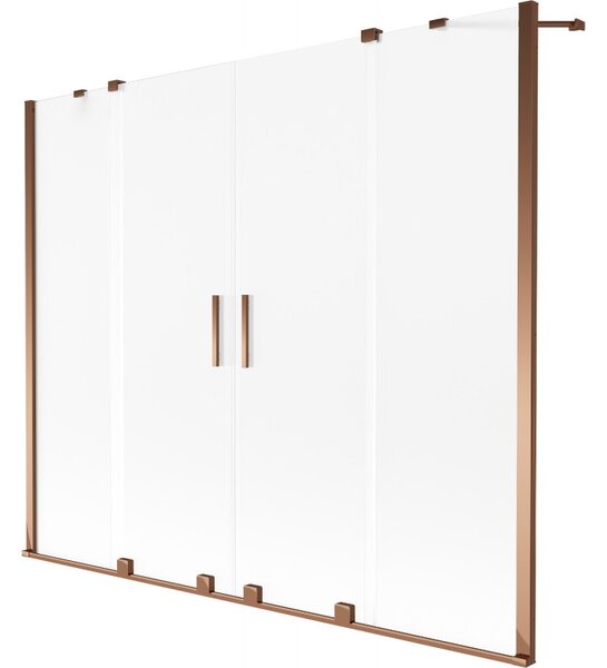 Mexen Velar Duo, paravan de baie glisant cu 2 aripi 180 x 150 cm, sticlă mată de 8 mm, aur roz, 896-180-000-32-60