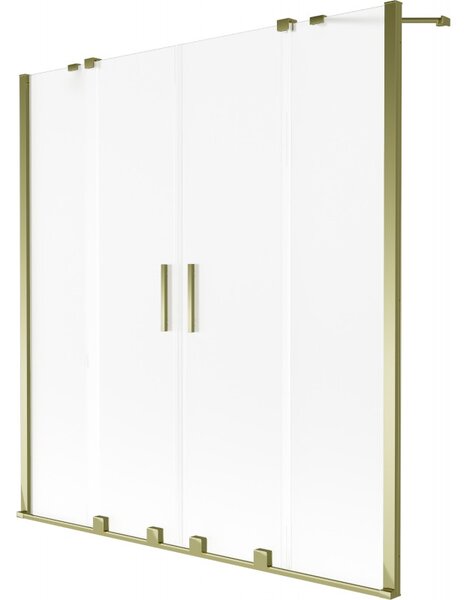 Mexen Velar Duo, paravan de baie glisant cu 2 aripi 150 x 150 cm, sticlă mată 8 mm, auriu strălucitor, 896-150-000-32-50