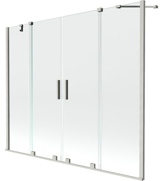 Mexen Velar Duo, paravan de baie glisant cu 2 aripi 180 x 150 cm, sticlă transparentă de 8 mm, oțel periat, 896-180-000-02-97