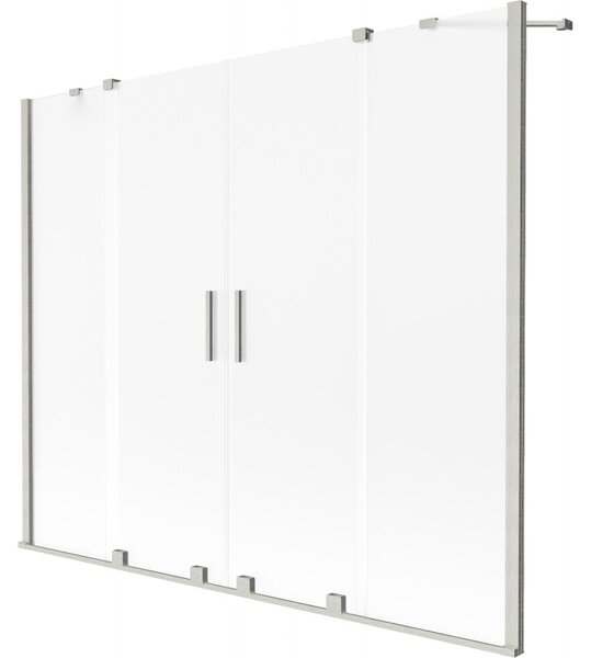 Mexen Velar Duo, paravan de baie glisant cu 2 aripi 180 x 150 cm, sticlă mată de 8 mm, oțel periat, 896-180-000-32-97