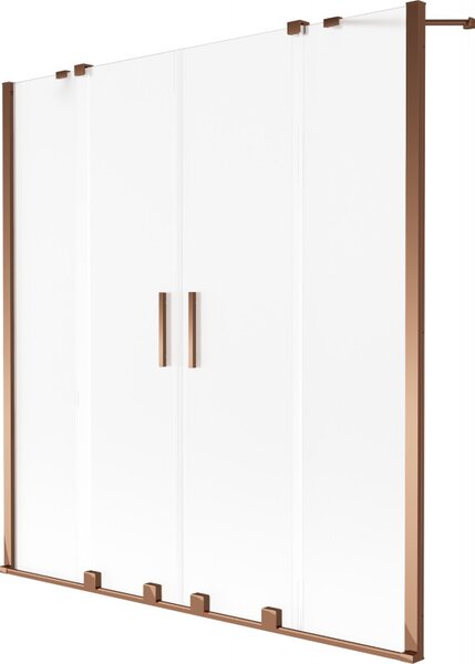 Mexen Velar Duo, paravan de baie glisant cu 2 aripi 150 x 150 cm, sticlă mată de 8 mm, aur roz, 896-150-000-32-60