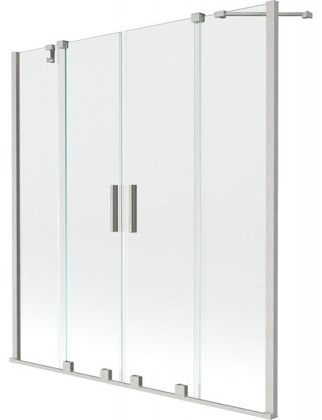 Mexen Velar Duo, paravan de baie glisant cu 2 aripi 150 x 150 cm, sticlă transparentă de 8 mm, oțel periat, 896-150-000-02-97