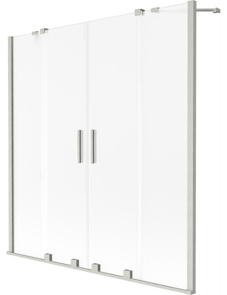 Mexen Velar Duo, paravan de baie glisant cu 2 aripi 150 x 150 cm, sticlă mată 8 mm, oțel periat, 896-150-000-32-97