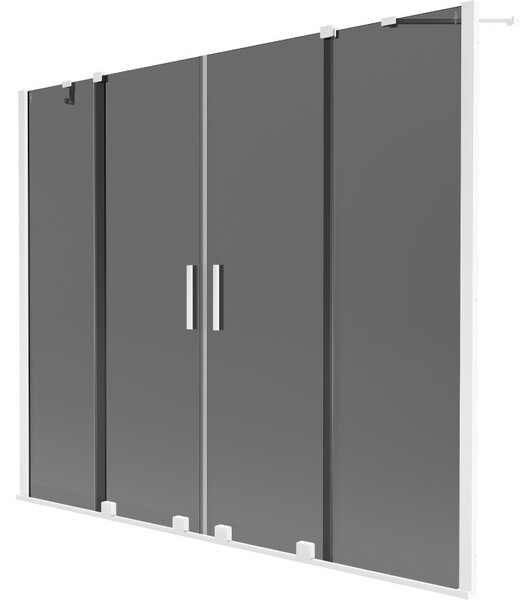 Mexen Velar Duo, paravan de baie glisant cu 2 aripi 170 x 150 cm, sticlă gri 8 mm, profil alb, 896-170-000-42-20