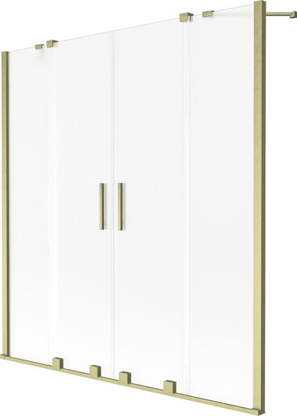 Mexen Velar Duo, paravan de baie glisant cu 2 aripi 150 x 150 cm, sticlă mată de 8 mm, auriu mat, 896-150-000-32-55