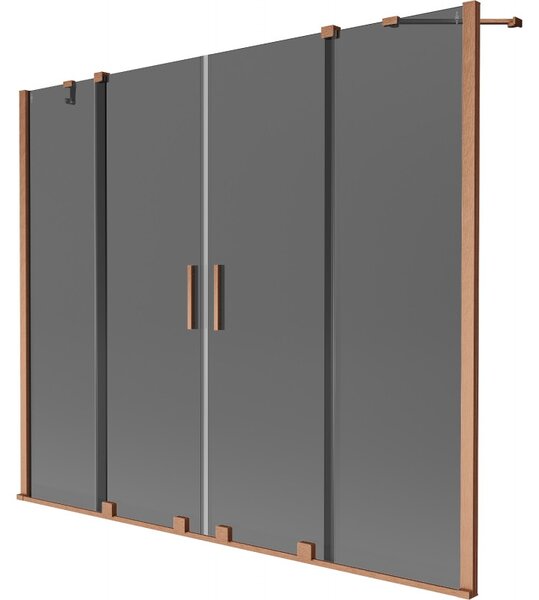 Mexen Velar Duo, paravan de baie glisant cu 2 aripi 170 x 150 cm, sticlă gri 8 mm, cupru mat, 896-170-000-42-65