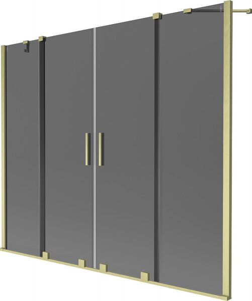Mexen Velar Duo, paravan de baie glisant cu 2 aripi 170 x 150 cm, sticlă gri 8 mm, profil auriu mat, 896-170-000-42-55