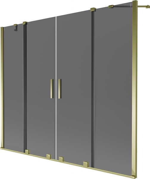 Mexen Velar Duo, paravan de baie glisant cu 2 aripi 170 x 150 cm, sticla gri 8 mm, profil auriu lucios, 896-170-000-42-50