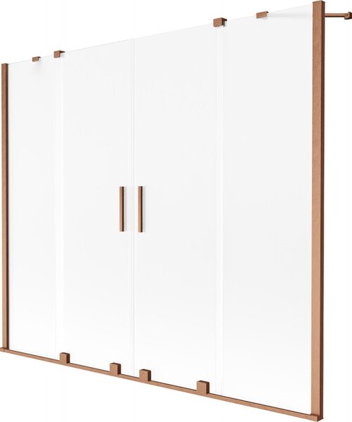 Mexen Velar Duo, paravan de baie glisant cu 2 aripi 180 x 150 cm, sticlă mată de 8 mm, cupru mat, 896-180-000-32-65