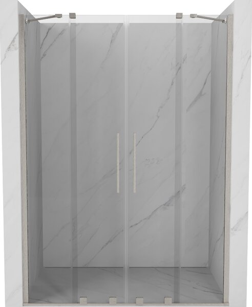 Mexen Velar Duo, ușă de duș glisantă pentru deschidere 140 cm, sticlă transparentă de 8 mm, oțel periat, 871-140-000-02-97
