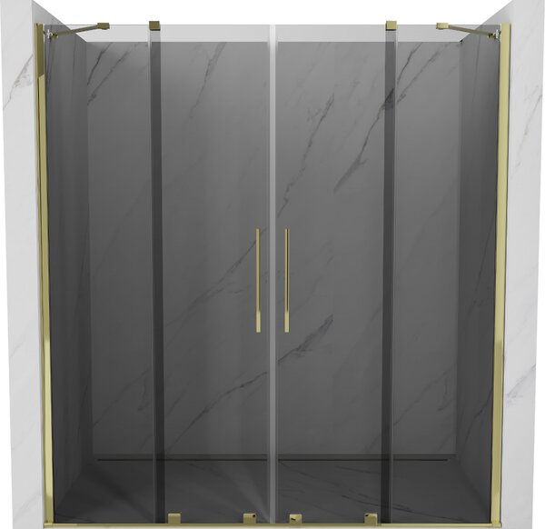 Mexen Velar Duo, usa de dus culisanta pentru o deschidere de 200 cm, sticla gri 8 mm, auriu lucios, 871-200-000-42-50