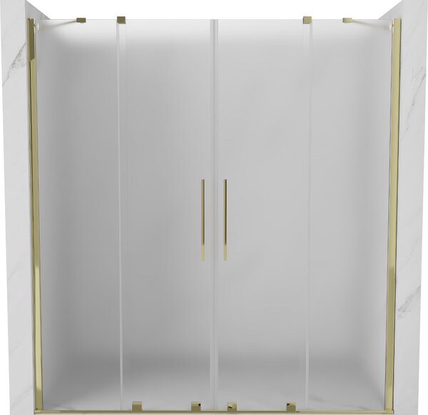 Mexen Velar Duo, usa de dus culisanta pentru o deschidere de 200 cm, sticla mat 8 mm, auriu lucios, 871-200-000-32-50
