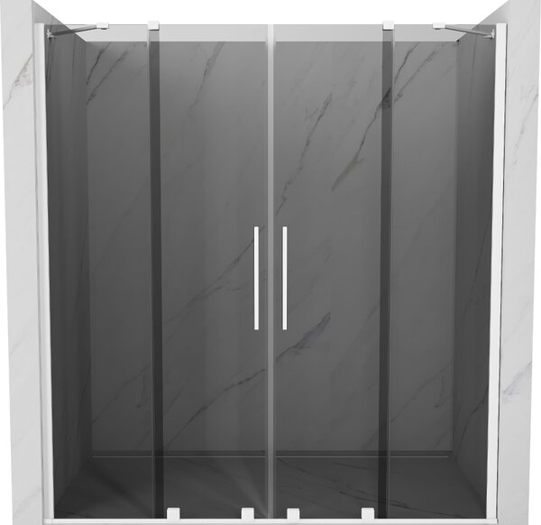 Mexen Velar Duo, usa de dus culisanta pentru deschidere 200 cm, sticla gri 8 mm, alb mat, 871-200-000-42-20