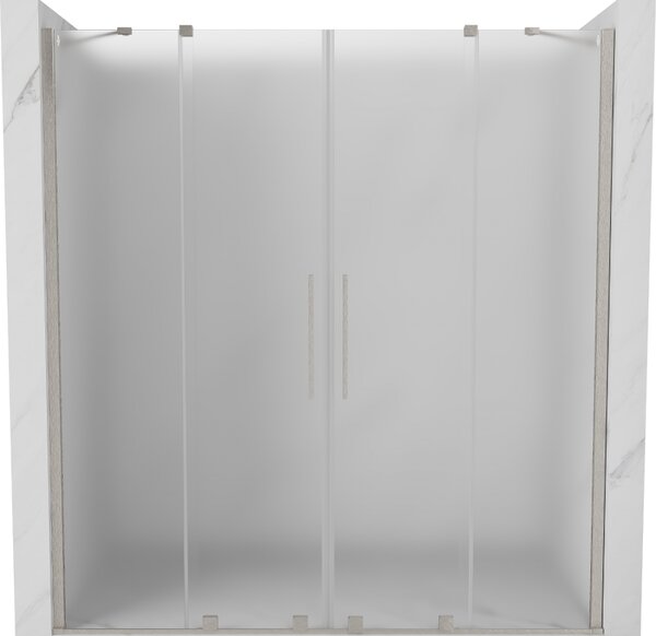 Mexen Velar Duo, ușă de duș glisantă pentru deschidere 170 cm, sticlă mată de 8 mm, oțel periat, 871-170-000-32-97