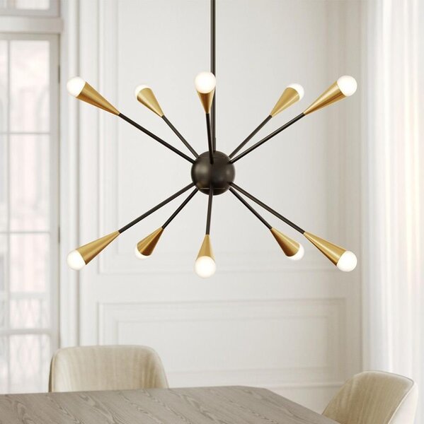 Lustră LED pe tijă Feiss FE-JAX10-MB JAX 10xG9/3W/230V negru/auriu