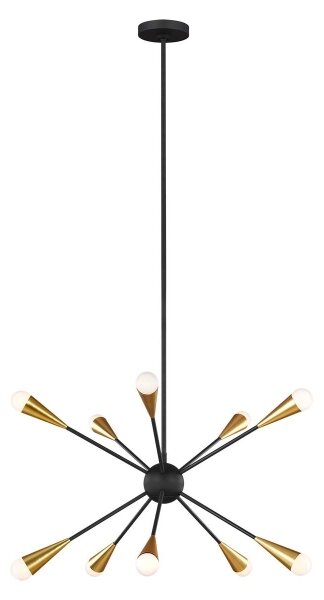 Lustră LED pe tijă Feiss FE-JAX10-MB JAX 10xG9/3W/230V negru/auriu