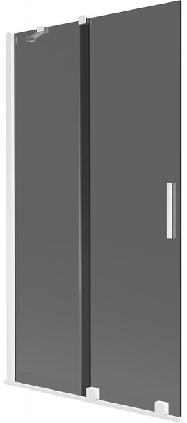 Mexen Velar, paravan de baie glisant cu 2 aripi 100 x 150 cm, sticlă gri 8 mm, alb mat, 896-100-000-41-20