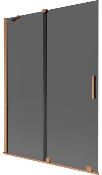 Mexen Velar, paravan de baie glisant cu 2 aripi 130 x 150 cm, sticlă gri 8 mm, cupru mat, 896-130-000-41-65