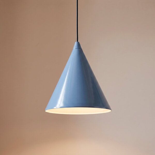 ALDEX Lampă suspendată Form, albastru fum, metal, Ø 24 cm, conică, E27, reglabil, Albastru, Camera de zi / sufragerie, Metal