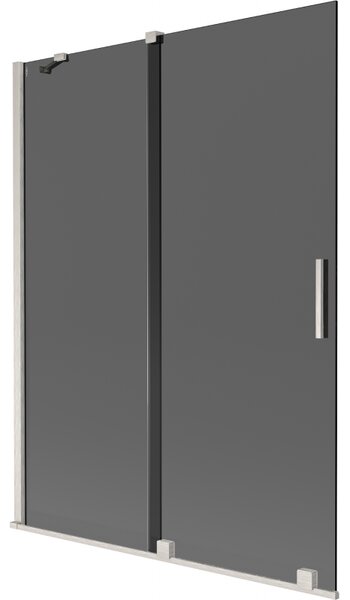 Mexen Velar, paravan de baie glisant cu 2 aripi 130 x 150 cm, sticlă gri 8 mm, oțel periat, 896-130-000-41-97
