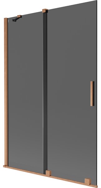 Mexen Velar, paravan de baie glisant cu 2 aripi 120 x 150 cm, sticlă gri 8 mm, cupru mat, 896-120-000-41-65