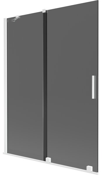 Mexen Velar, paravan de baie glisant cu 2 aripi 130 x 150 cm, sticlă gri 8 mm, alb mat, 896-130-000-41-20