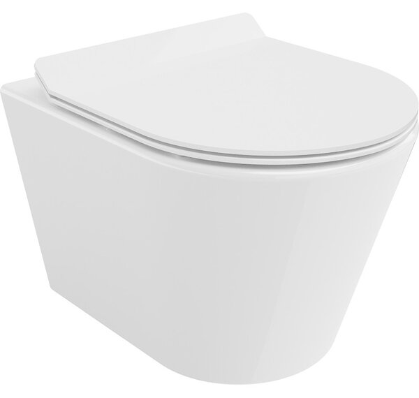 Mexen Rico, vas WC suspendat 490x360x370 mm, Rimless Tornado + scaun WC din duroplast, alb lucios, 30720100T