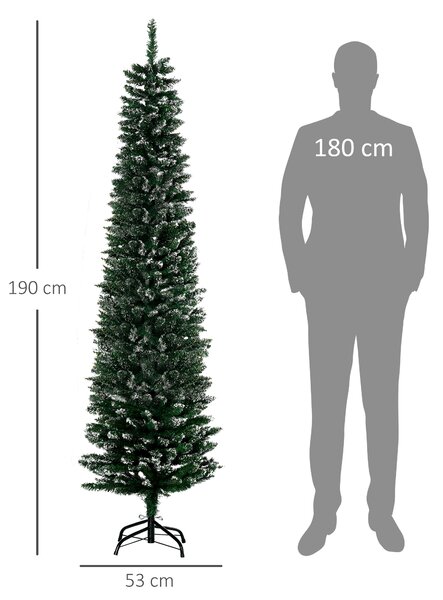Brad de Craciun cu zapada artificiala190cm, Brad verde cu baza detasabila, decoratiune de Craciun, verde HOMCOM | Aosom Romania