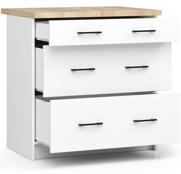 Dulap inferior de bucătărie Ozara S80 3SZ (Alb). Promo -18%. 1069423