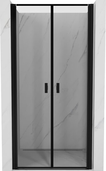 Ușă de duș Mexen cu deschidere MIST (d+d) 70x200 cm 6 mm neagră, ramă, 8A7-070-000-70-70