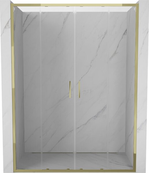 Mexen Exo, ușă de duș glisantă dublă 130 cm, sticlă transparentă, auriu, 8152-130-000-50-00