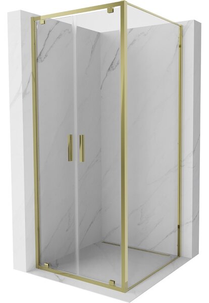 Mexen Exo, cabină de duș cu balamale 70 x 70 cm, sticlă transparentă, auriu, 8182-070-070-50-00
