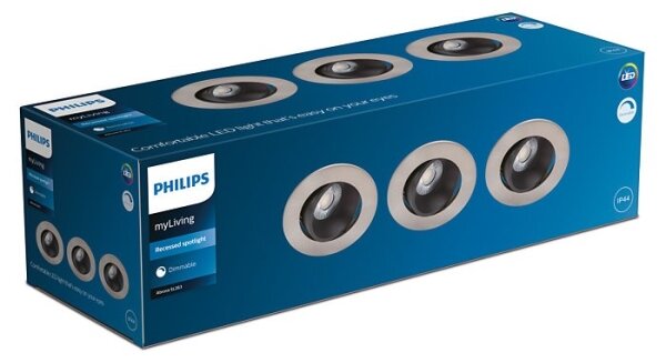 SET 3x corp de iluminat LED dimabil pentru baie Philips ABROSA LED/9W/230V IP44