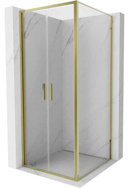 Mexen Exo, cabină de duș cu balamale 70 x 70 cm, sticlă transparentă, auriu, 814-070-070-50-00