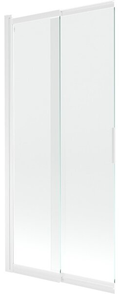 Mexen Fox, paravan de baie glisant cu 2 aripi 85 × 150 cm, sticlă transparentă de 5 mm, profil alb, 891-085-002-20-00