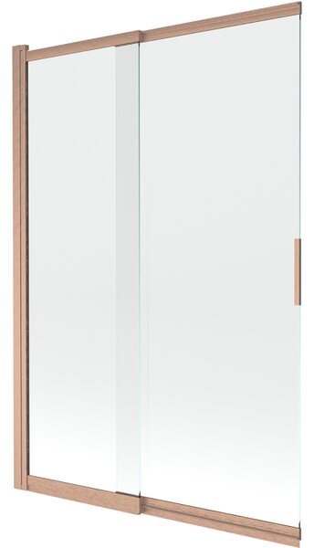 Mexen Fox, paravan de baie glisant cu 2 aripi 120 × 150 cm, sticlă transparentă de 5 mm, profil mat cupră, 891-120-002-65-00