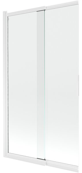 Mexen Fox, paravan de baie glisant cu 2 aripi 100 × 150 cm, sticlă transparentă de 5 mm, profil alb, 891-100-002-20-00