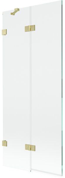 Mexen Lunar, paravan de cadă cu 2 aripi, stânga, 80 x 150 cm, sticlă transparentă, auriu mat, 897-080-100-55-00-L