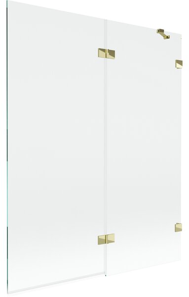 Mexen Lunar, paravan de baie cu 2 aripi dreapta 140 x 150 cm, sticlă transparentă, auriu strălucitor, 897-140-100-50-00-P