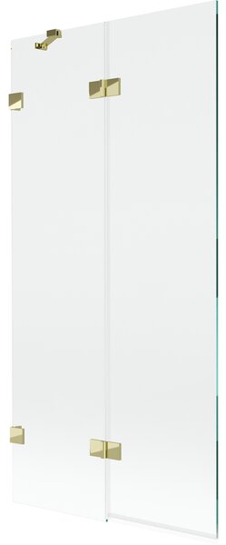 Mexen Lunar, paravan de cadă cu 2 aripi stânga 90 x 150 cm, sticlă transparentă, auriu strălucitor, 897-090-100-50-00-L