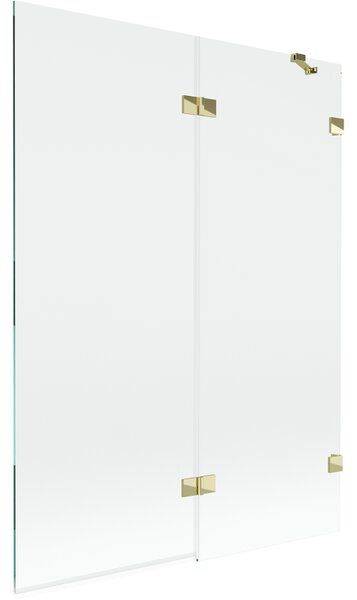 Mexen Lunar, paravan de baie cu 2 aripi dreapta 130 x 150 cm, sticlă transparentă, auriu strălucitor, 897-130-100-50-00-P